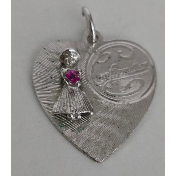 Sterling Confirmation Pendant with Pink Stone - Picture 5 of 9